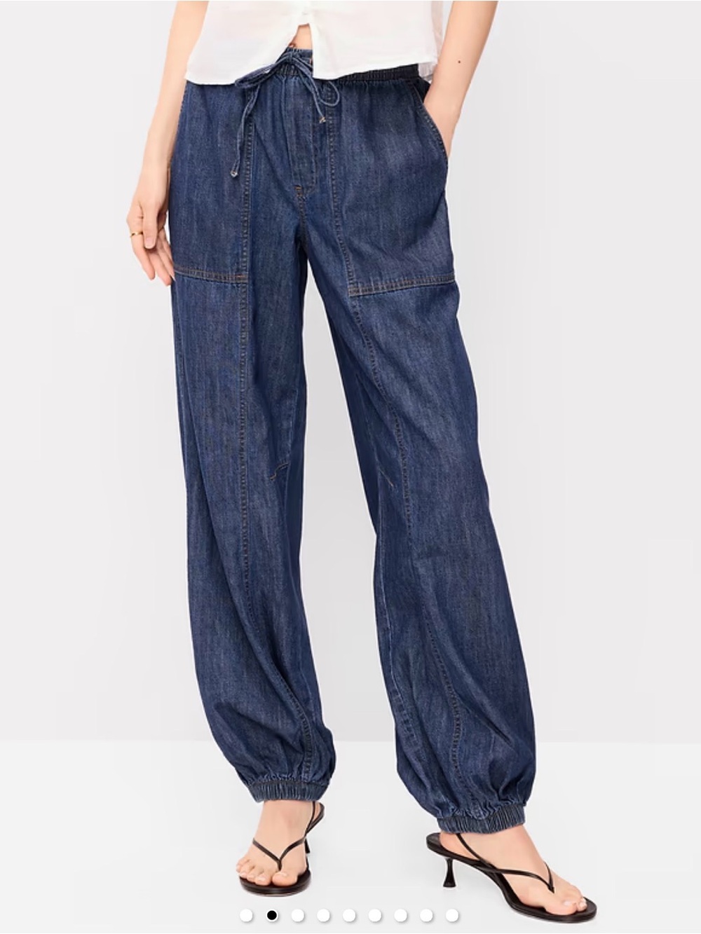 Old Navy Women's Dark Blue Drawstring Denim Balloon Style Jeans